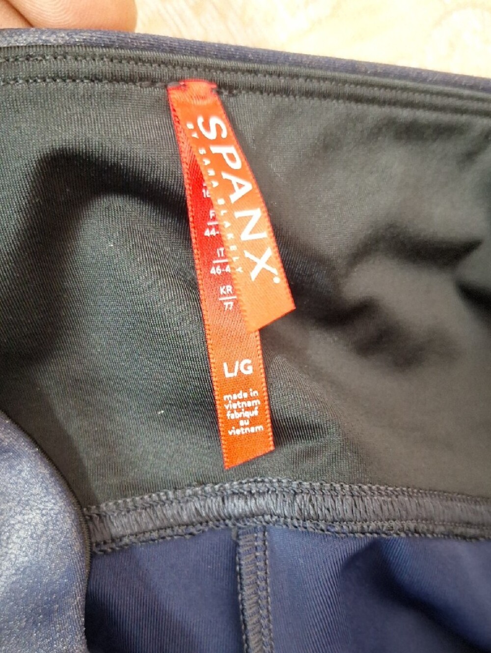 SPANX Faux Leather High-Waist Jeggings, Leggings — Navy Size L - Picture 11 of 12
